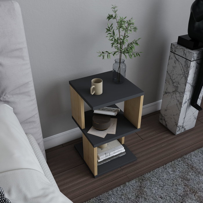 Hanah Home Mesilla de Noche Carter Antracita y Roble
